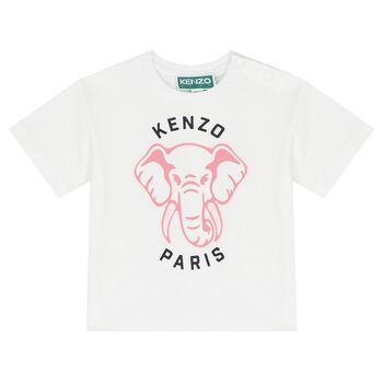 Younger Girls White Elephant Logo T-Shirt
