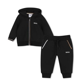 Younger Boys Mini Me Black Logo Tracksuit