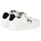 Boys White Logo Trainers, 1, hi-res