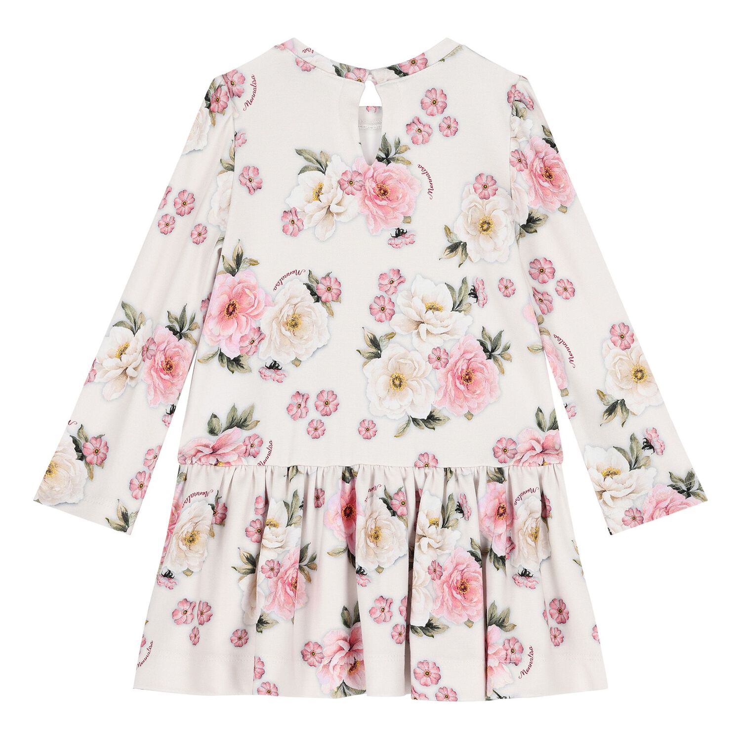 Younger Girls Ivory Floral Dress, 1, hi-res