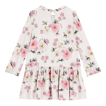 Younger Girls Ivory Floral Dress