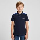Boys Navy Blue Logo Polo Shirt, 1, hi-res