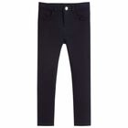 Girls Navy Blue Jersey Trousers, 1, hi-res