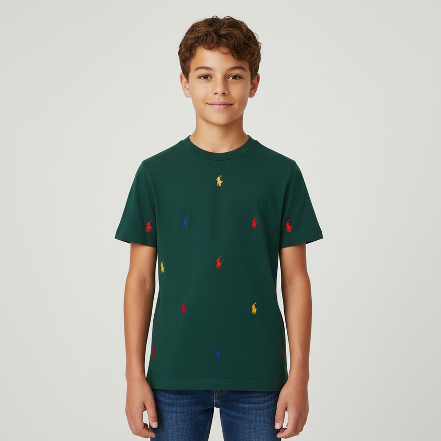 Boys Green Logo T-Shirt, 1, hi-res
