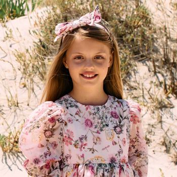 Girls Pink Floral Chiffon Headband