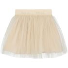 Girls Beige & Gold Tulle Skirt, 1, hi-res