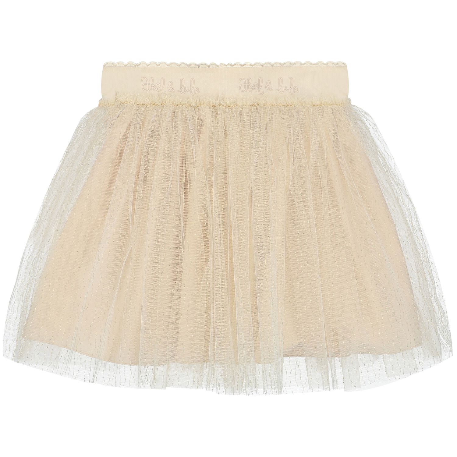 Girls Beige & Gold Tulle Skirt, 1, hi-res image number null