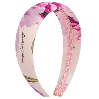 Girls Pink Peony Headband