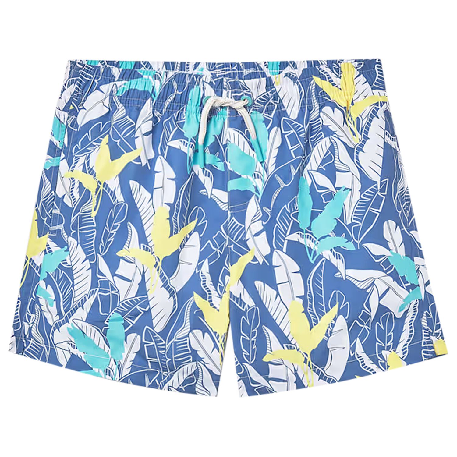 Boys Blue Leaves Swim Shorts, 1, hi-res