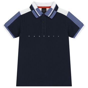Boys Navy Blue & White Logo Polo Shirt