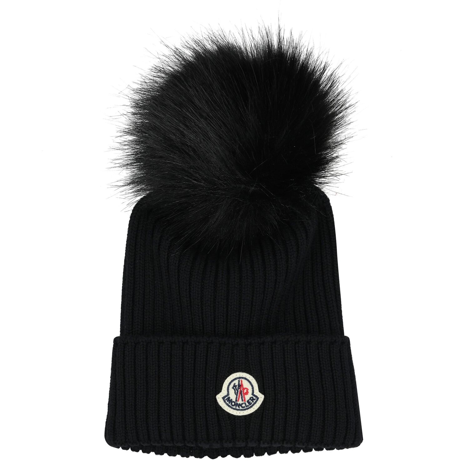 Girls Black Logo Beanie Hat, 1, hi-res