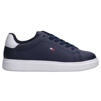 Boys Navy Blue & White Logo Trainers 