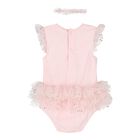 Baby Girls Pink Teddy Bear Bodysuit Dress Set, 2, hi-res
