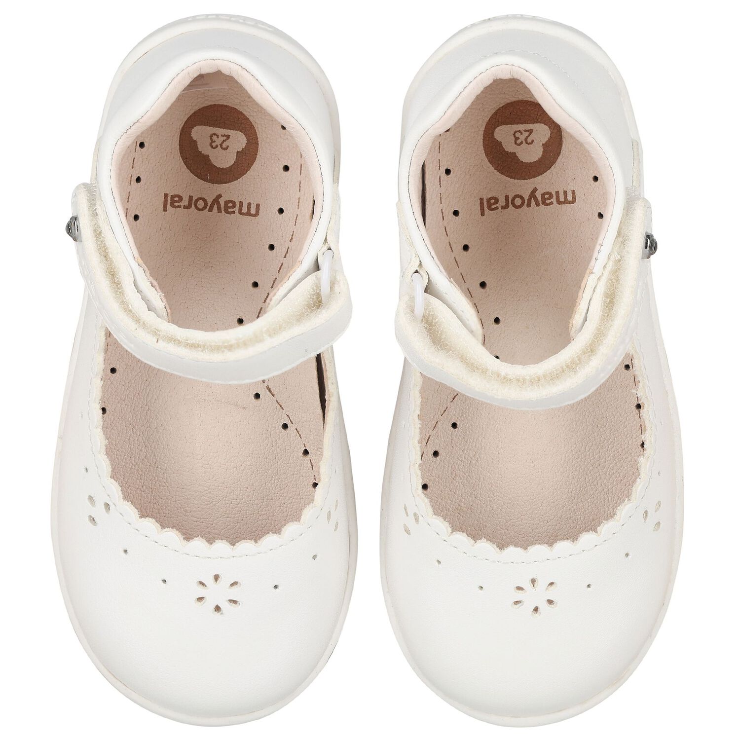 Younger Girls Ivory Faux Leather Shoes, 3, hi-res image number null