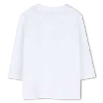 Younger Boys White Logo Long Sleeve Top