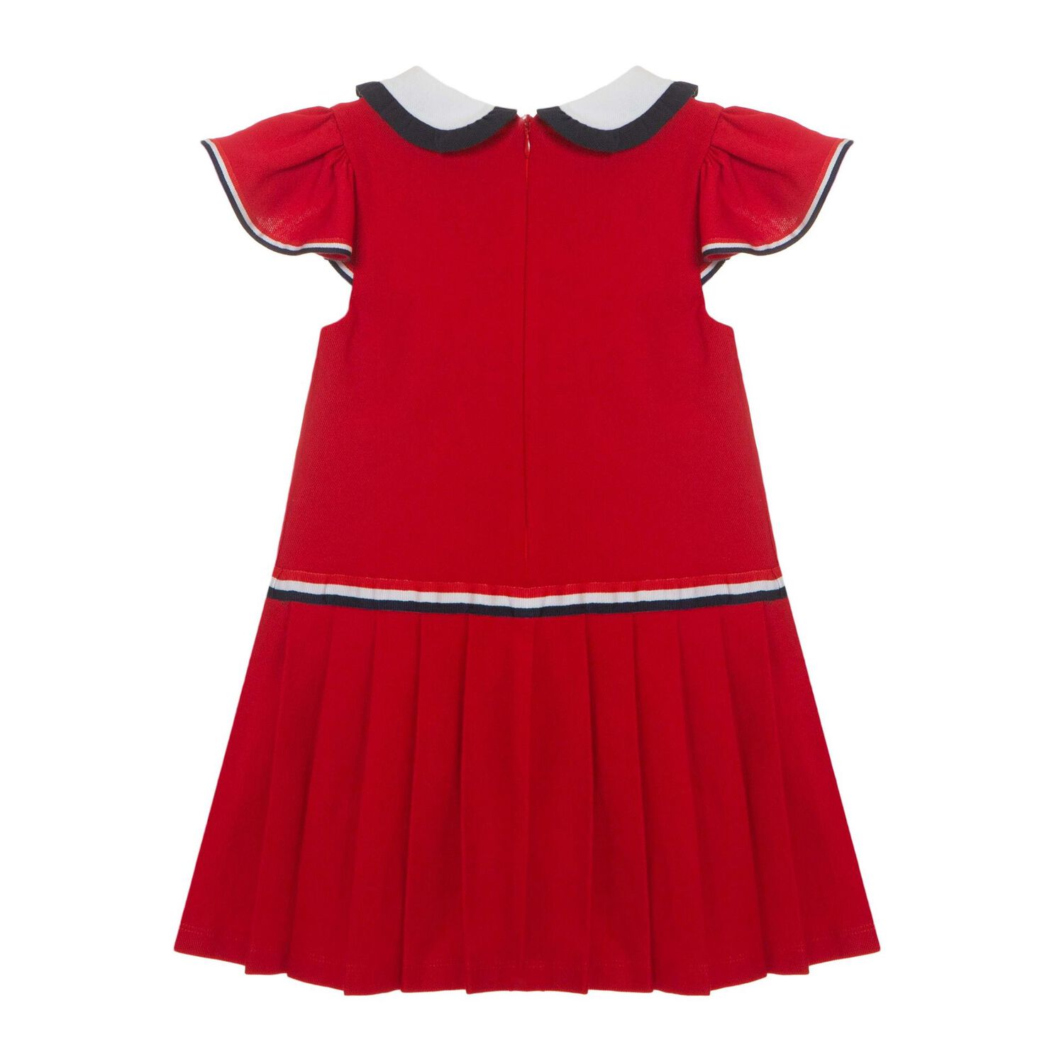 Girls Red Pleated Dress, 3, hi-res