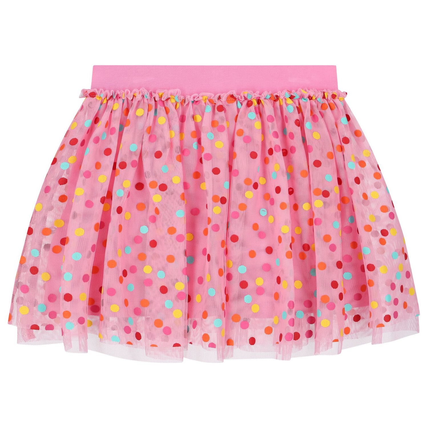 Girls Pink Dot Tulle Skirt, 2, hi-res