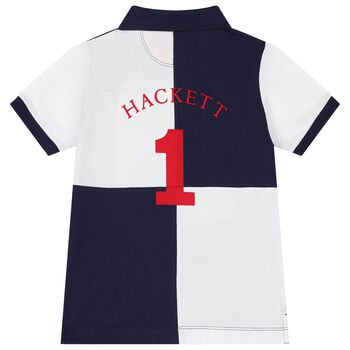 Boys Navy Blue & White Logo Polo Shirt