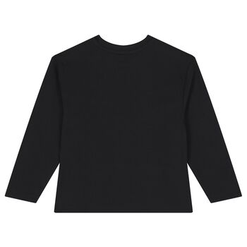 Boys Black Logo Long Sleeve Top