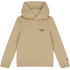 Boys Beige Logo Hooded Top, 2, hi-res