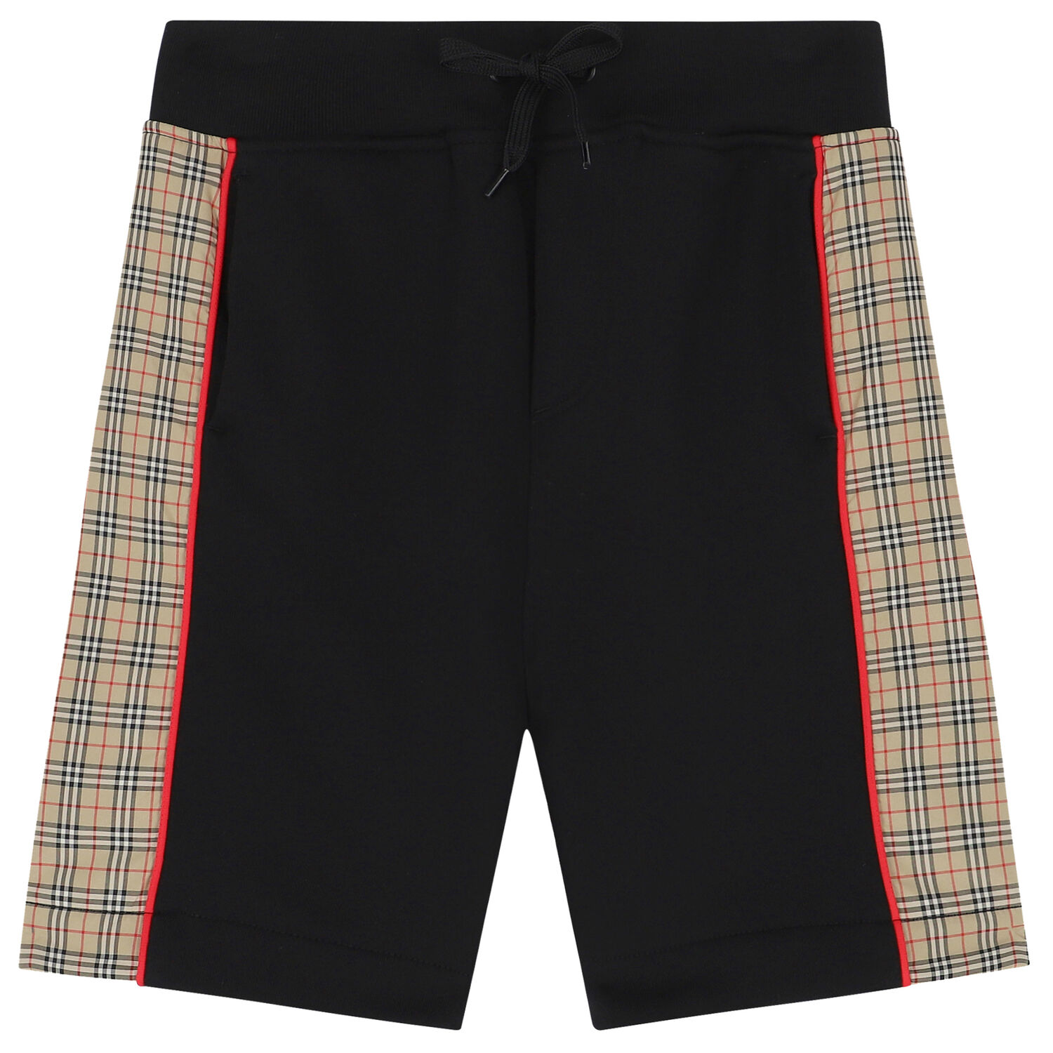 Boys Black & Checked Cotton Shorts, 1, hi-res