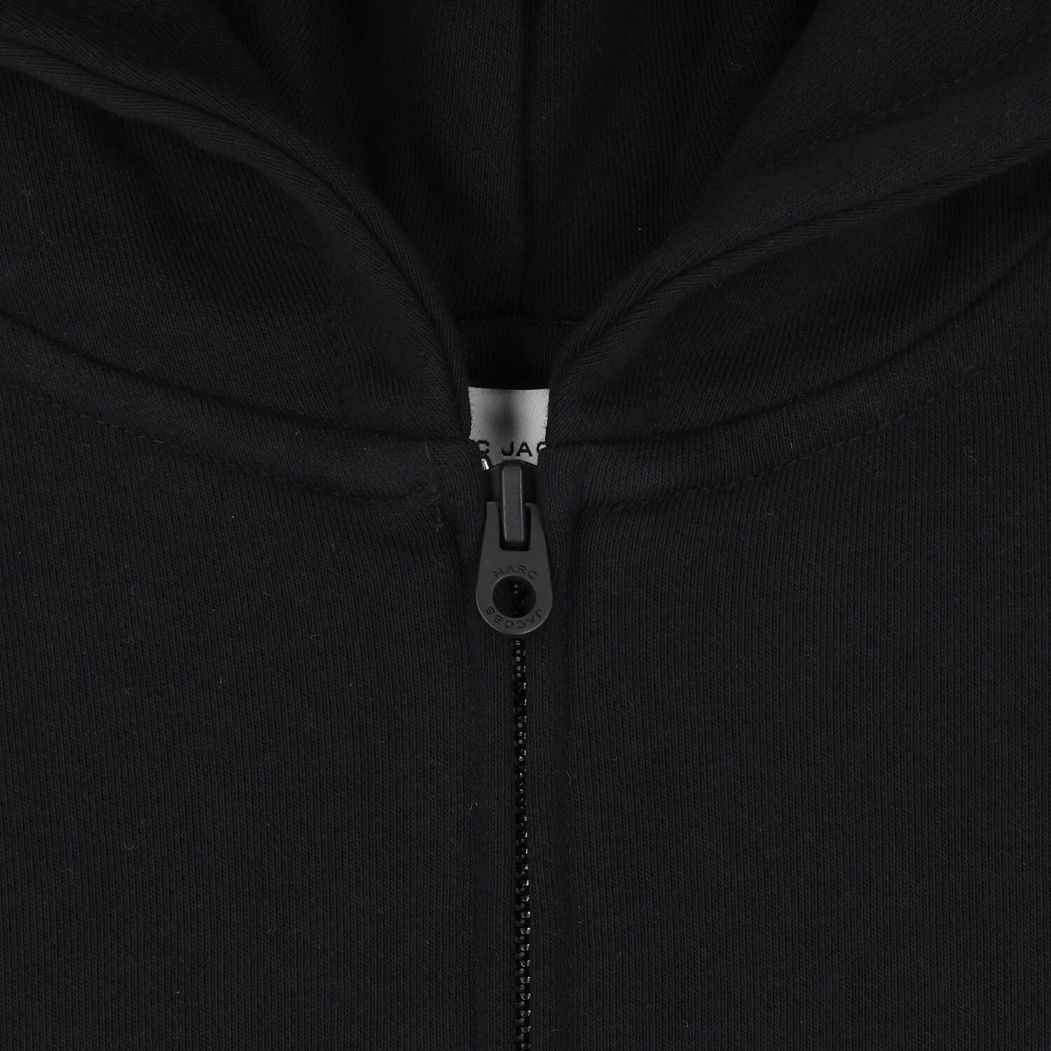 Black Logo Hooded Zip Up Top, 1, hi-res