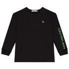 Boys Black Logo Long Sleeve Top, 1, hi-res