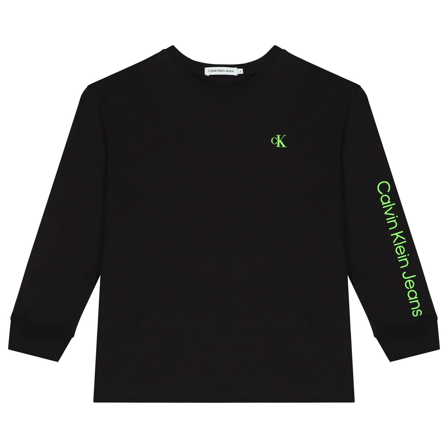 Boys Black Logo Long Sleeve Top, 1, hi-res