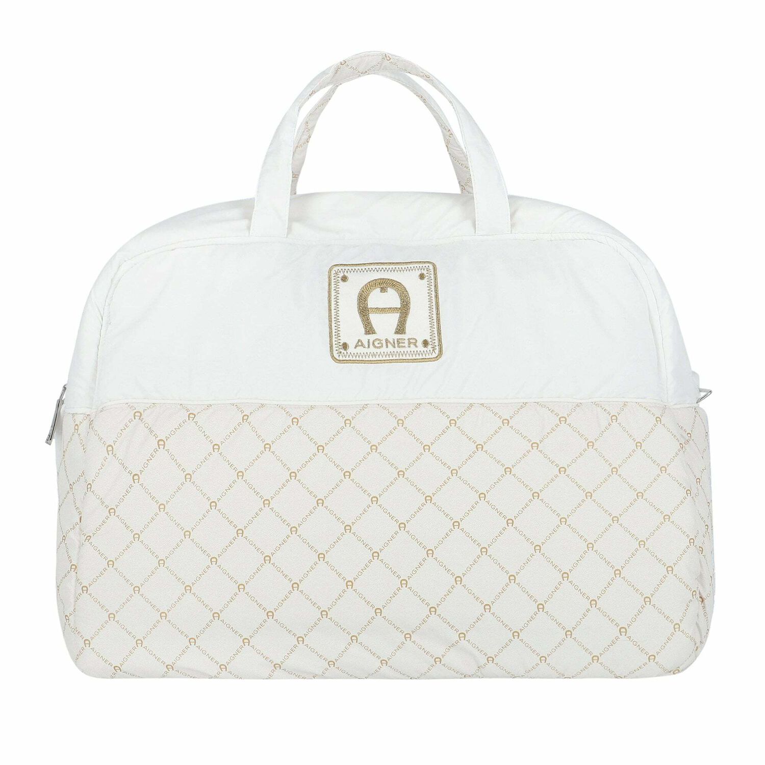Ivory & Gold Logo Baby Changing Bag, 1, hi-res