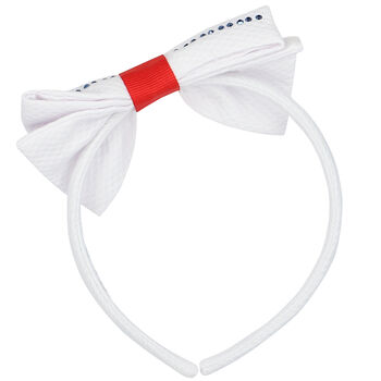 Girls White Bow Headband