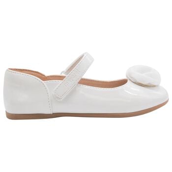 Girls White Flower Shoes