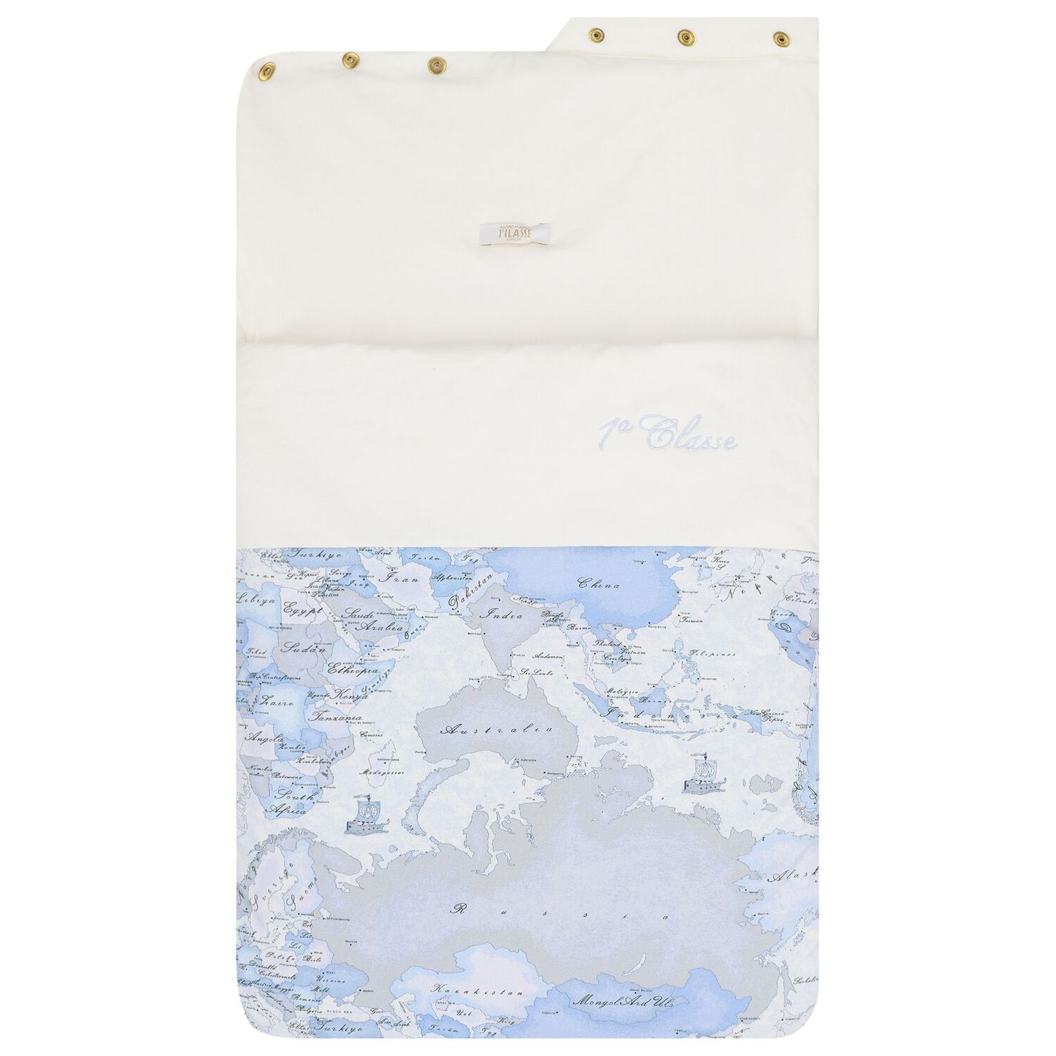 Baby Boys Ivory & Blue Geo Map Baby Nest, 1, hi-res