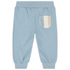 Baby Boys Beige, White & Blue Tracksuit (3 Piece), 1, hi-res