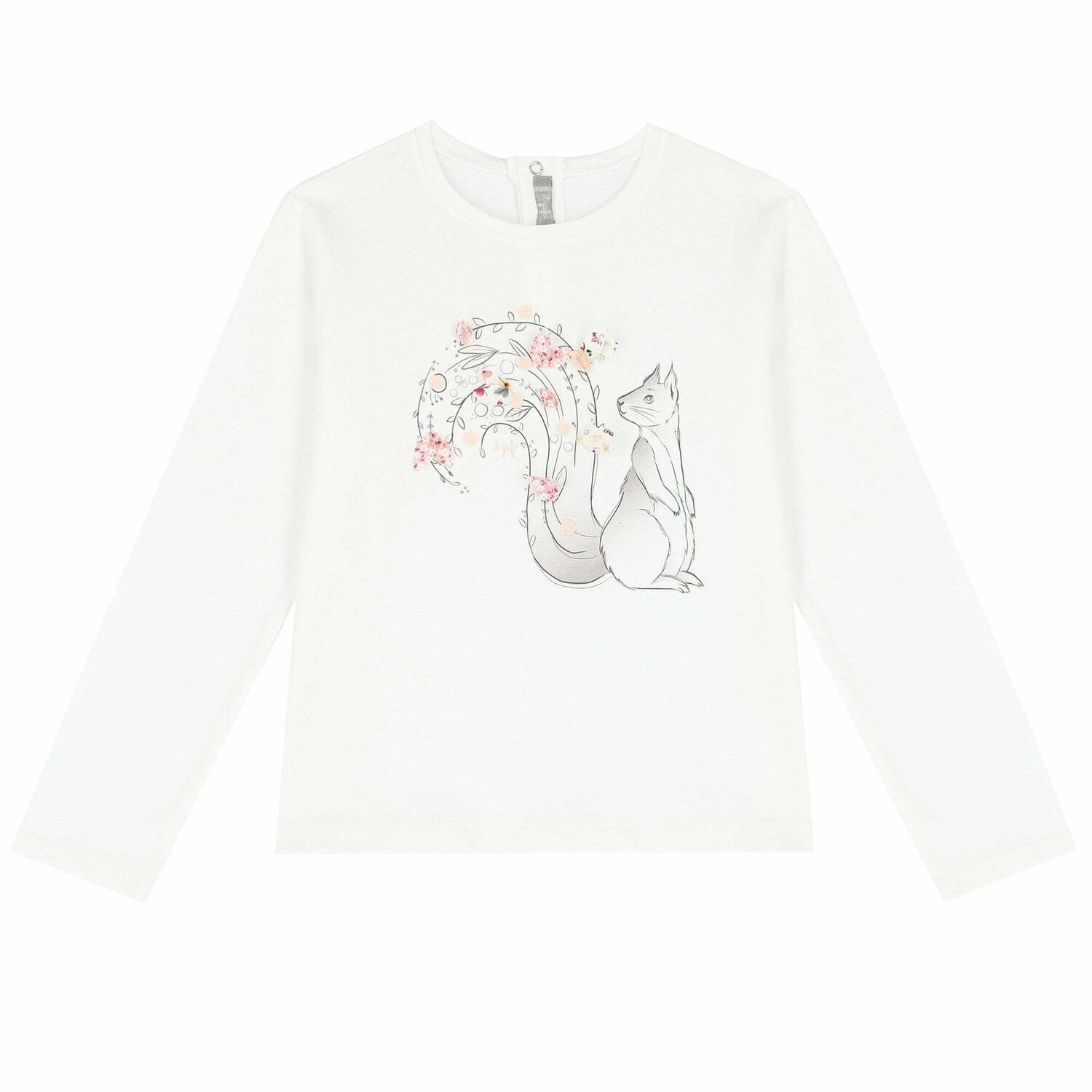 Girls Ivory Squirrel Long Sleeve Top , 1, hi-res
