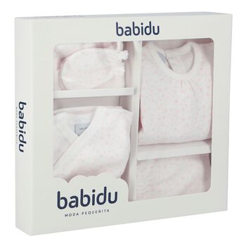 Girls White & Pink Stars Baby Gift Set