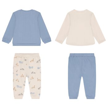 Baby Boys Beige & Blue Tracksuits ( 2 Pack )
