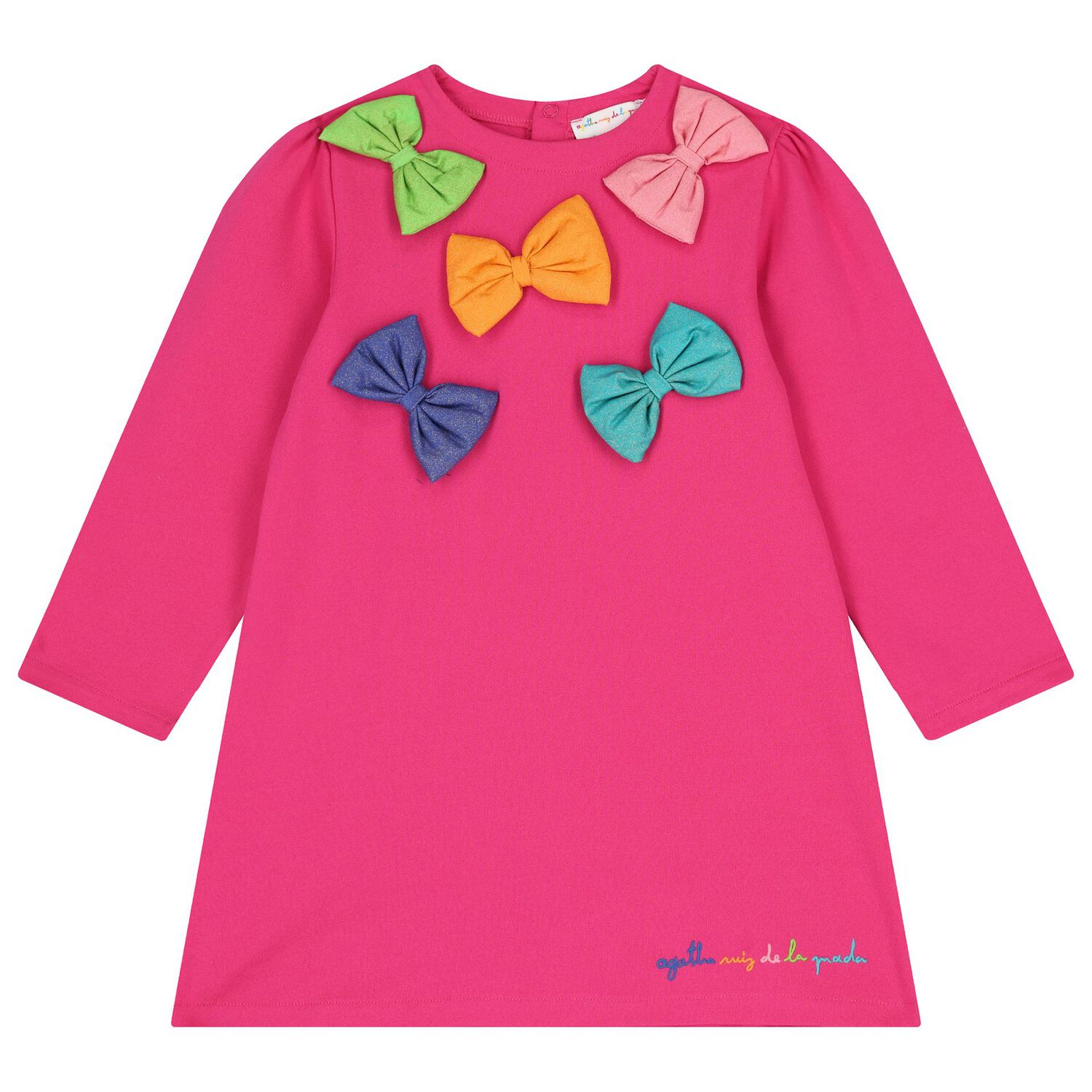 Girls Pink & Blue Bow Dress Set, 2, hi-res