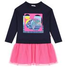 Girls Navy Blue & Pink Tulle Dress, 1, hi-res