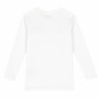 White Logo Embellished Long Sleeve Top, 1, hi-res