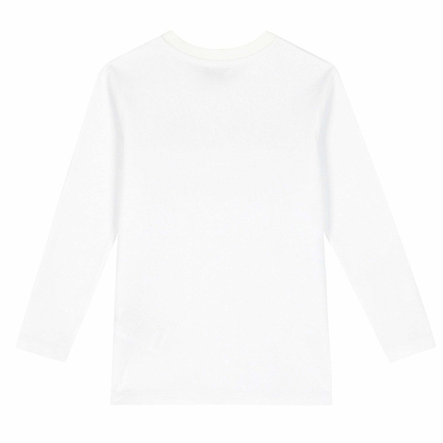 White Logo Embellished Long Sleeve Top, 1, hi-res