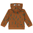 Younger Boys Brown Bear Hooded Zip Up Top, 1, hi-res