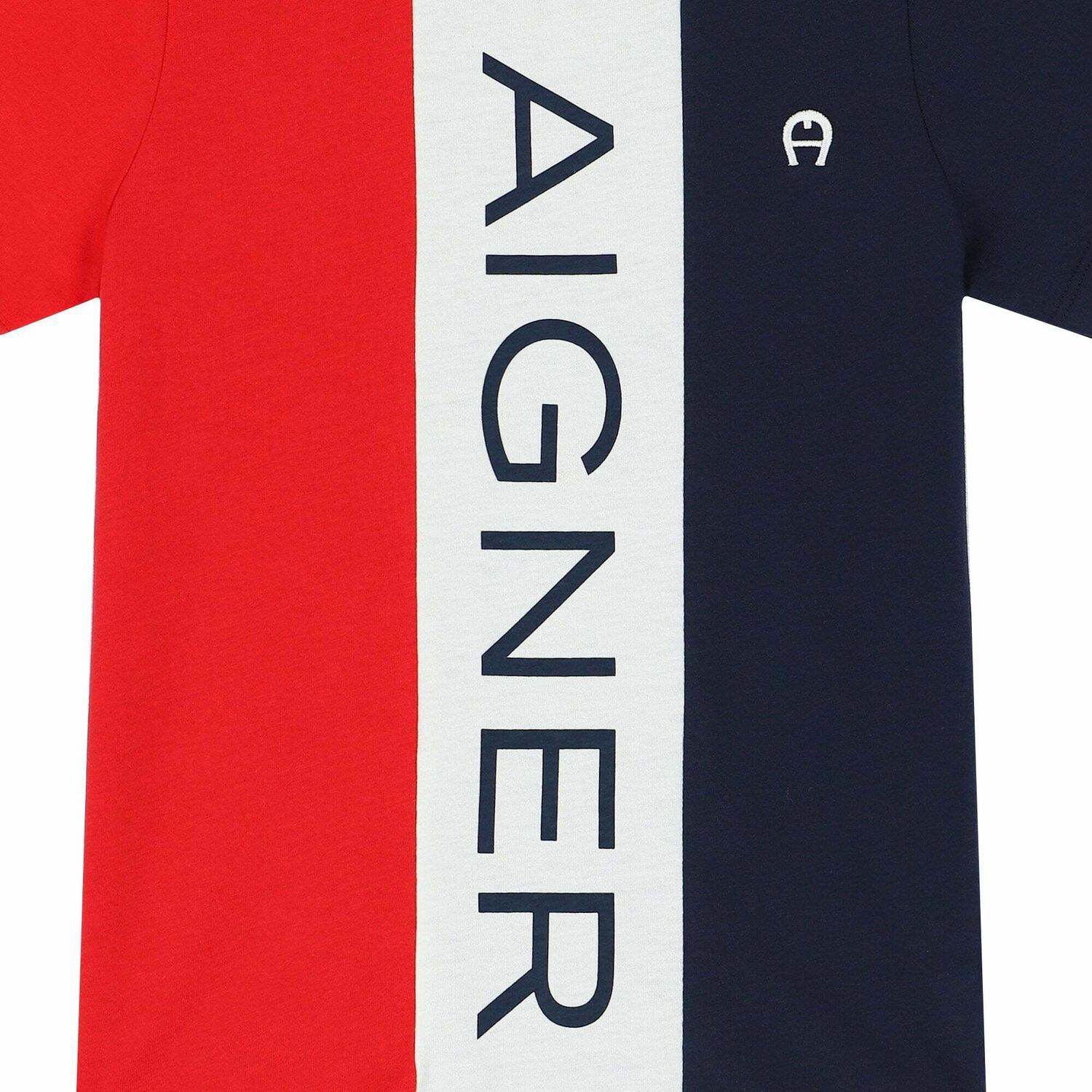 Boys Red and Navy Blue Logo T-shirt, 1, hi-res