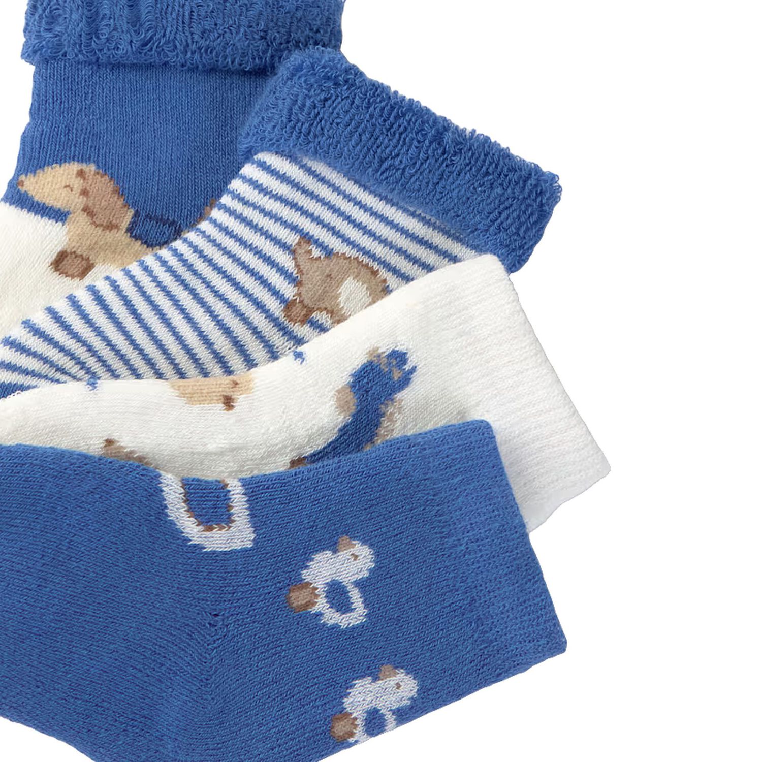 Baby Boys Blue & Ivory Socks ( 4 Pack ), 4, hi-res