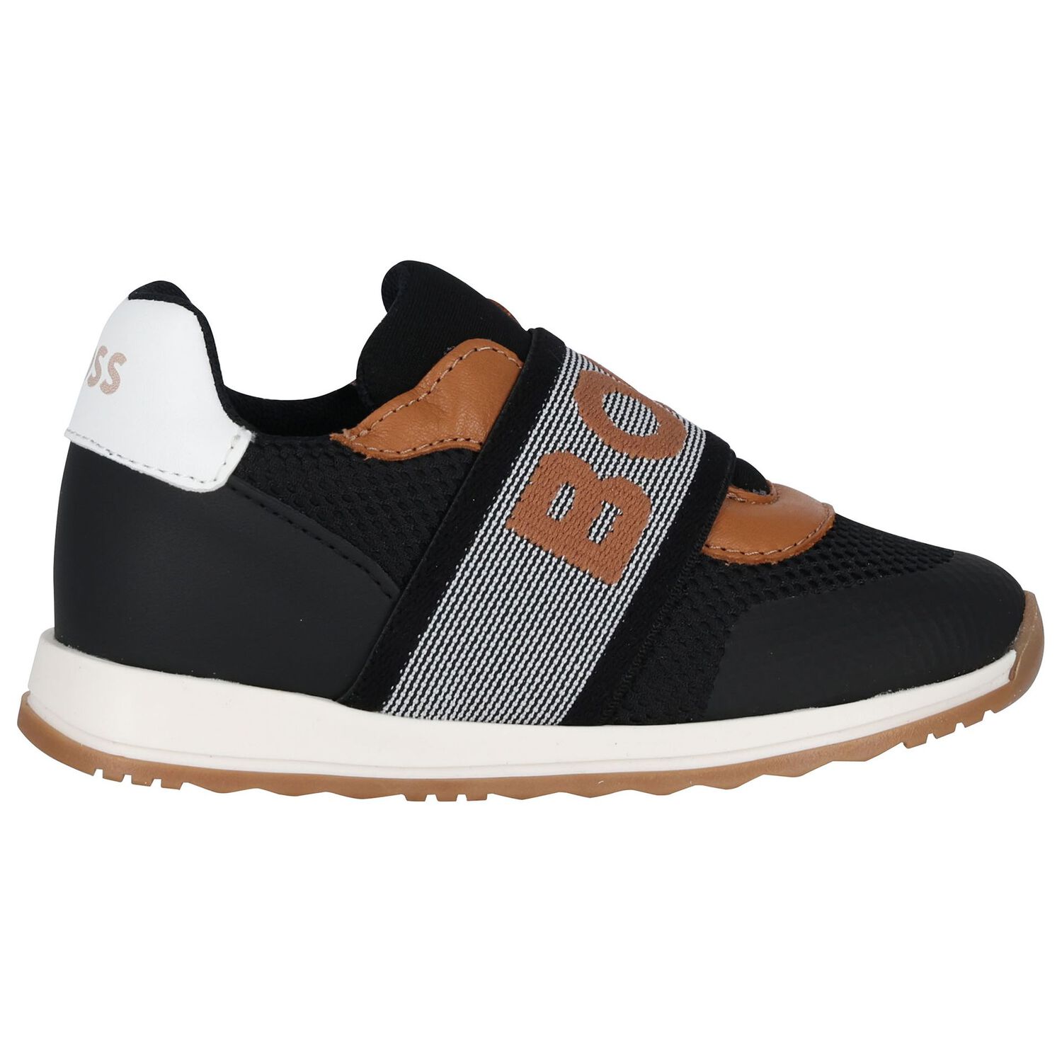 Boys Black Logo Trainers, 1, hi-res