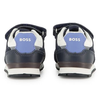 Boys Mini Me Black Logo Trainers