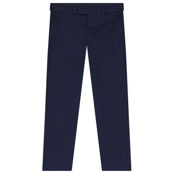 Boys Navy Blue Cotton Chino Trousers