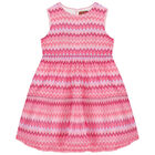 Girls Pink Knitted Zigzag Dress, 1, hi-res