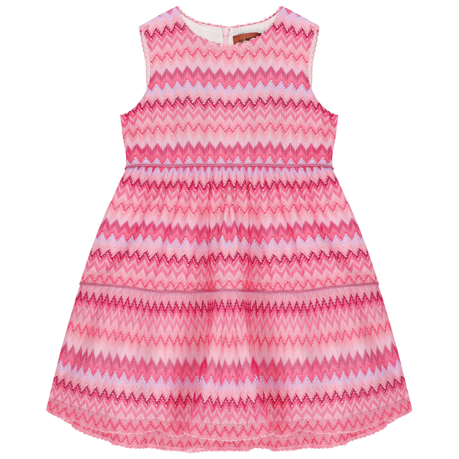 Girls Pink Knitted Zigzag Dress, 1, hi-res image number null