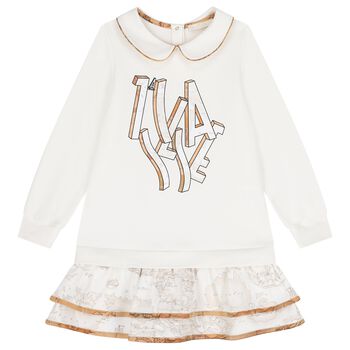 Girls Ivory Geo Map Dress