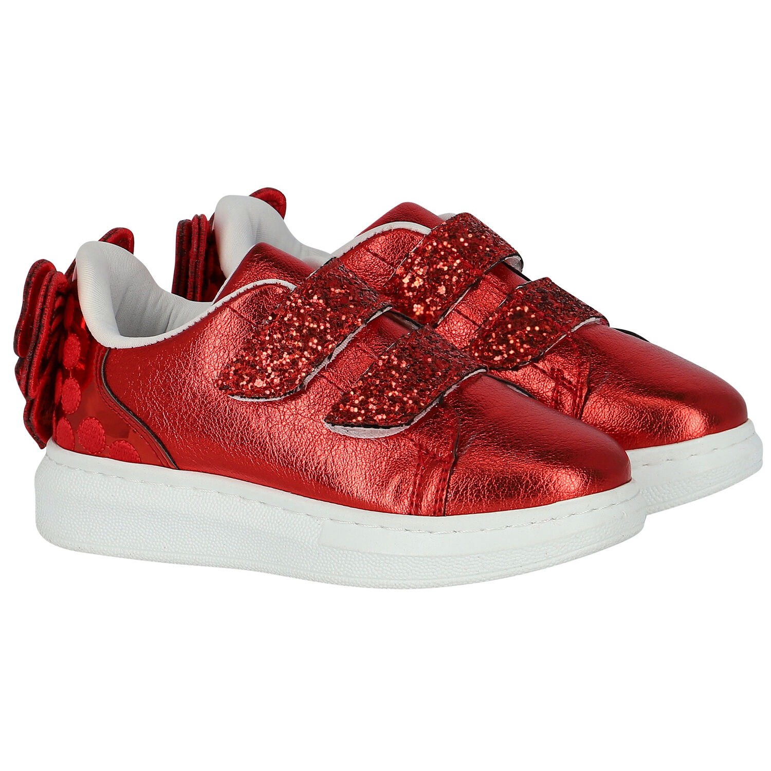 Girls Red Embellished Trainers, 2, hi-res